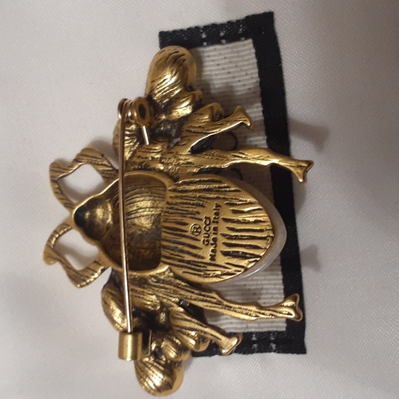 VINTAGE GUCCI SCARAB ZIRCON BROOCH RARE - Picture 3 of 6